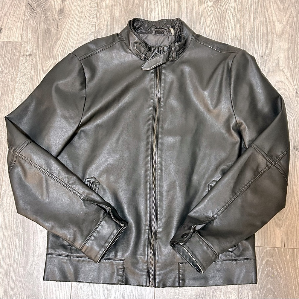 Men’s Vintage Kenneth Cole Black Faux Leather Jacket Size S